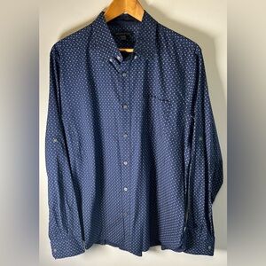 John Varvatos USA Mens Button Up Shirt Size L Blue White Skull Bow Tie Motif